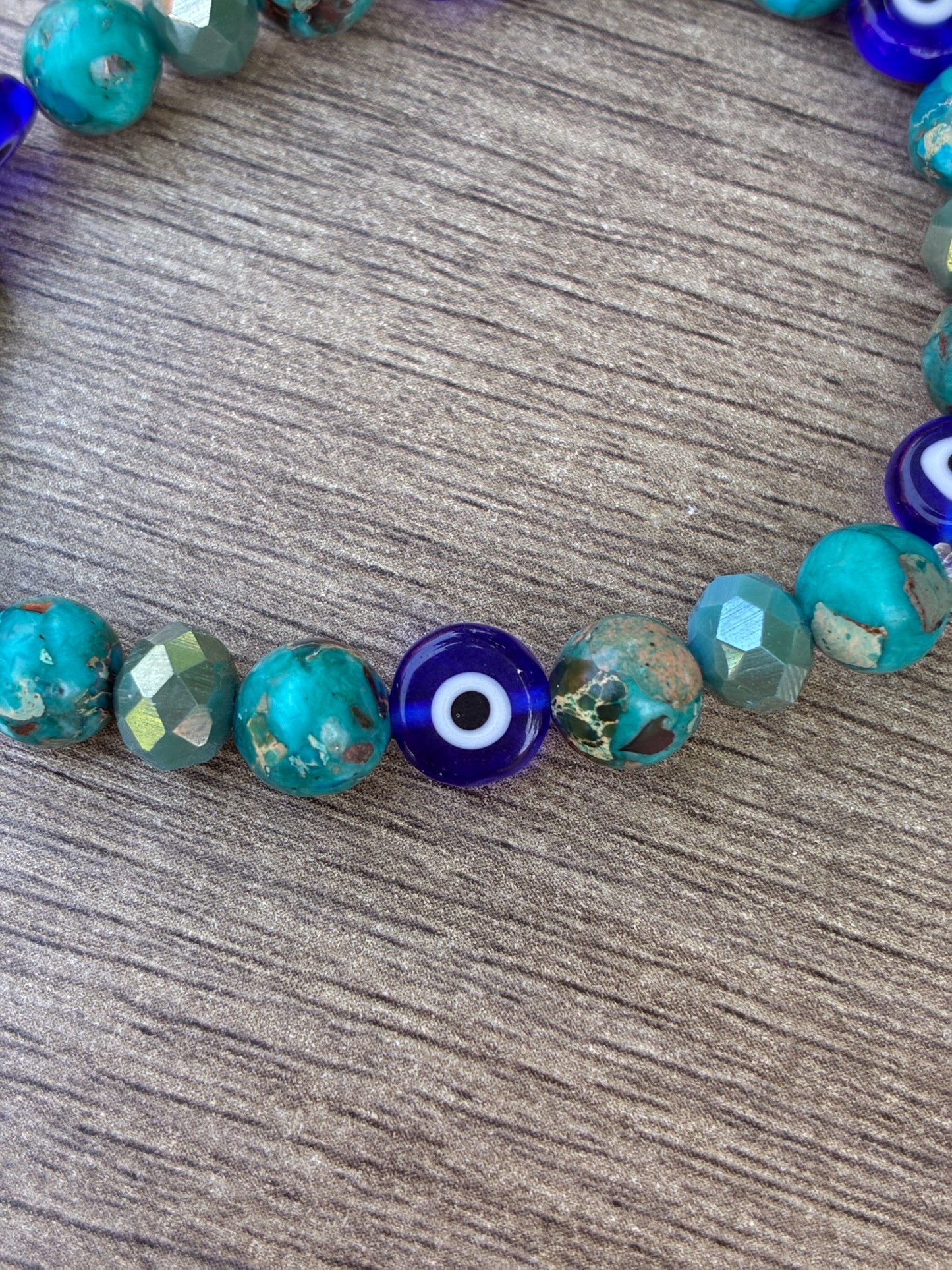 Jasper Evil Eye Protection Bracelet- Size Medium